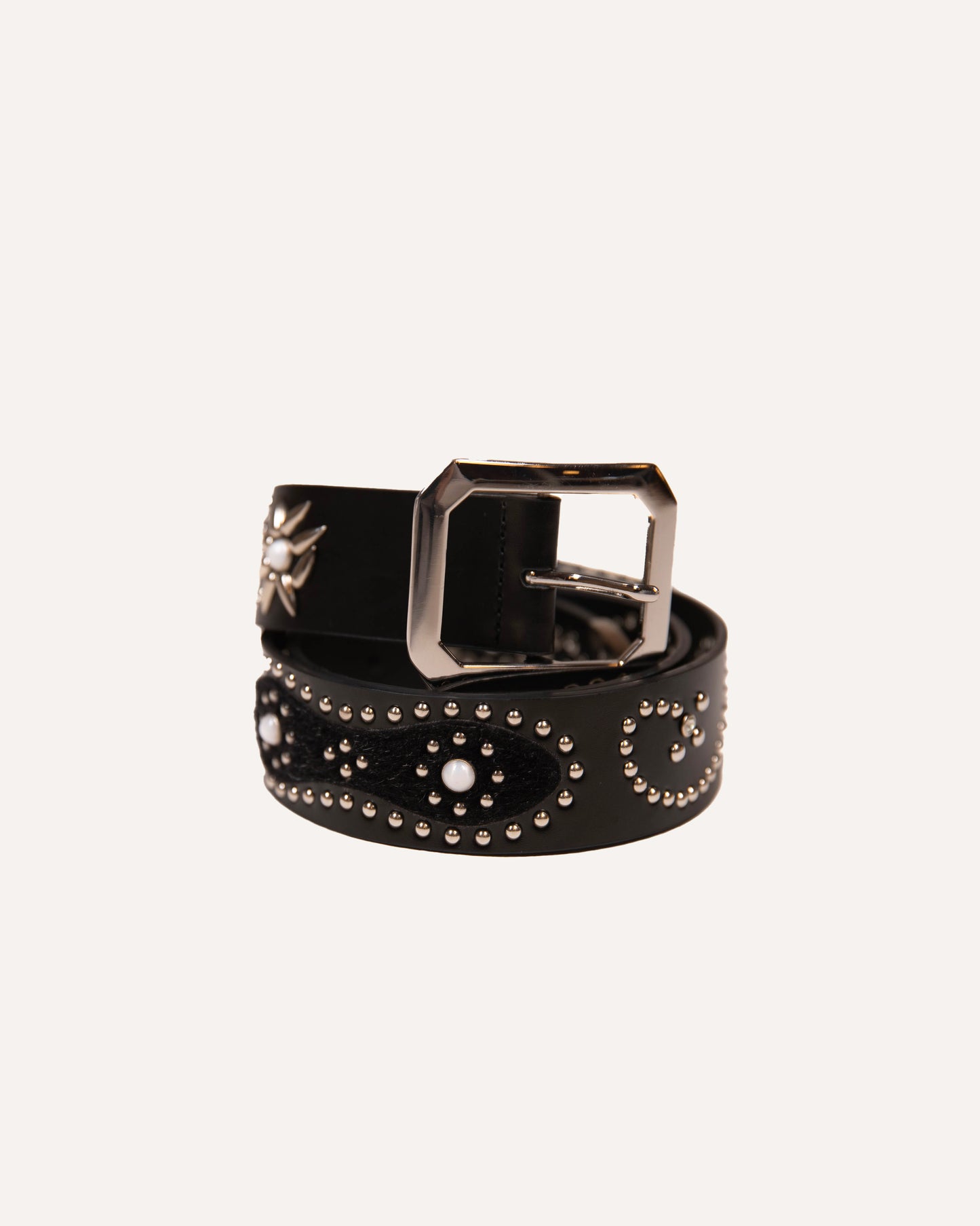 Black Rhinestone Cowhide Belt